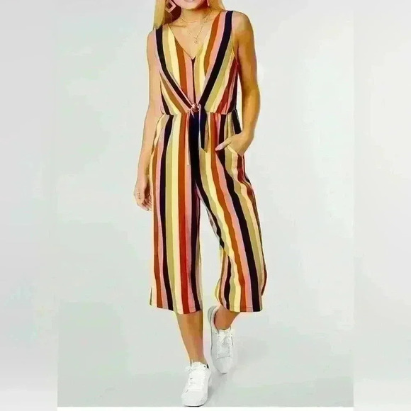 Lily Rose Pants - Lily Rose Women’s Striped, Wide Leg, Cropped Jumpsuit Romper